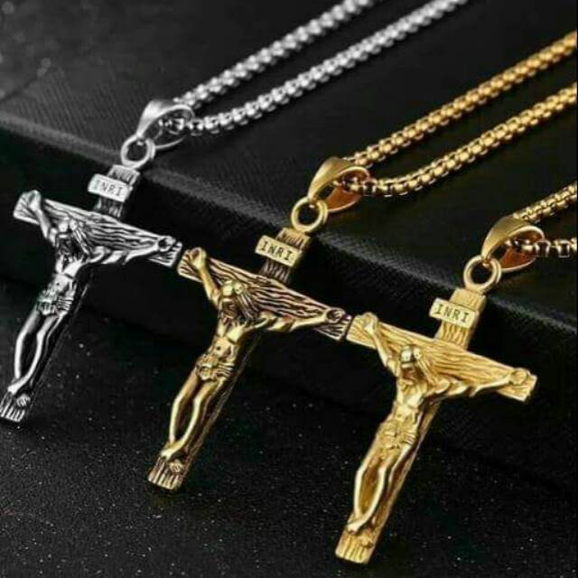 Dijamin Asli Asli kalung salib corpus titanium keren