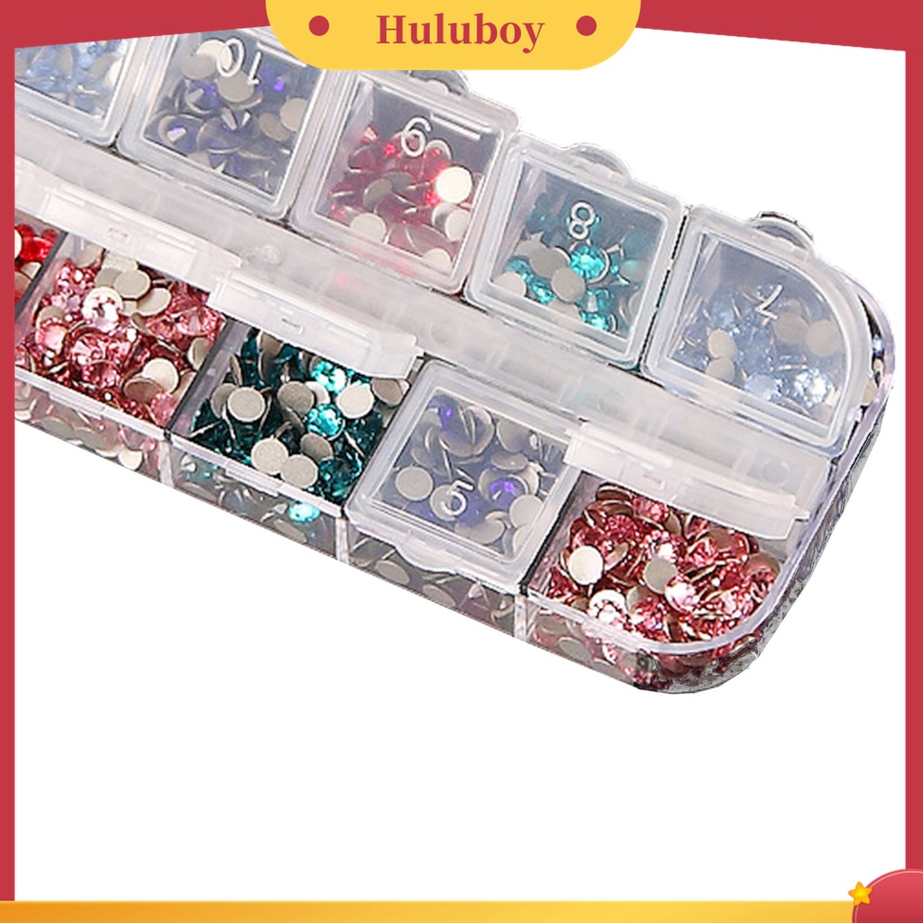 Huluboy Huluboy♡ Kotak Penyimpanan 12 Grid Bahan Metal Transparan Untuk Nail Art