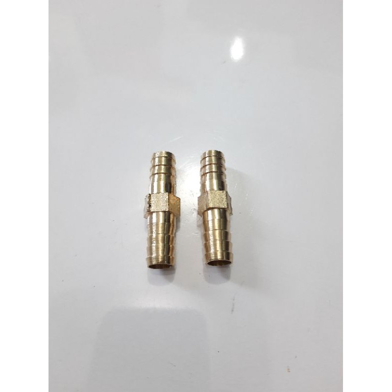 Sambungan selang cabang 2 11mm(3/8&quot;) - Lurus KUNINGAN Gas/Kompresor