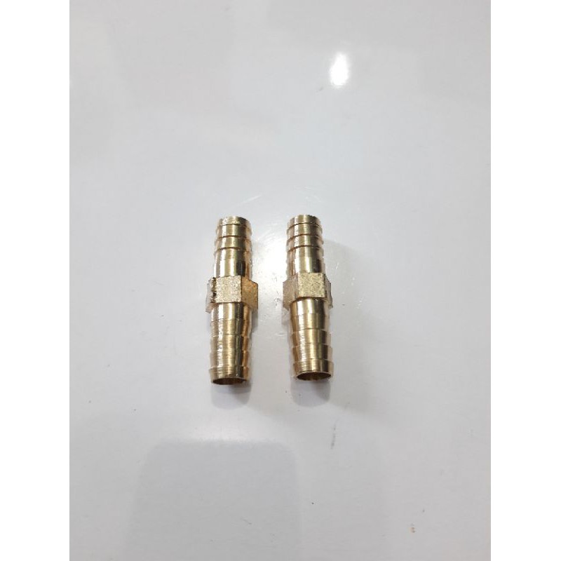 Sambungan selang cabang 2 11mm(3/8&quot;) - Lurus KUNINGAN Gas/Kompresor