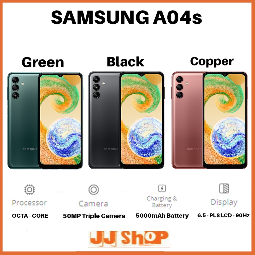 SAMSUNG GALAXY A04 / A04s 4/64 GB RAM 4GB ROM 128GB 64GB GARANSI RESMI SEIN