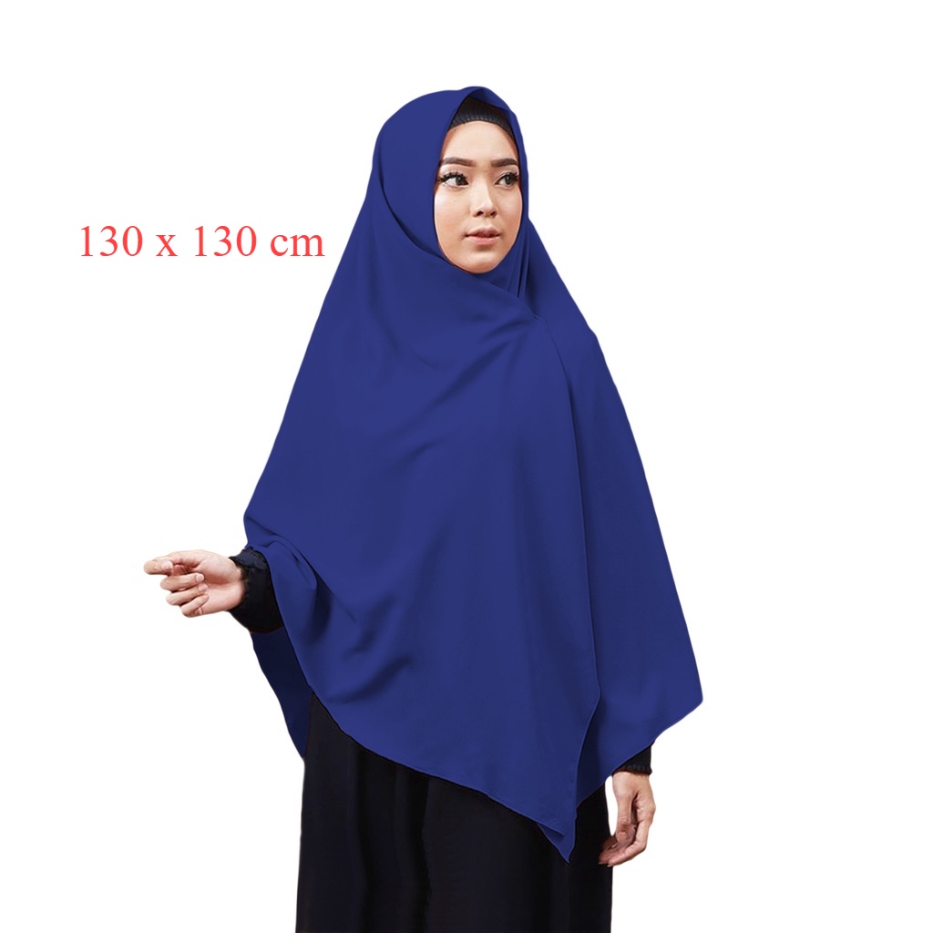 kerudung jilbab / hijab segi empat wolpeach wolfis jumbo syar'i warna biru elektrik / bca size ukura