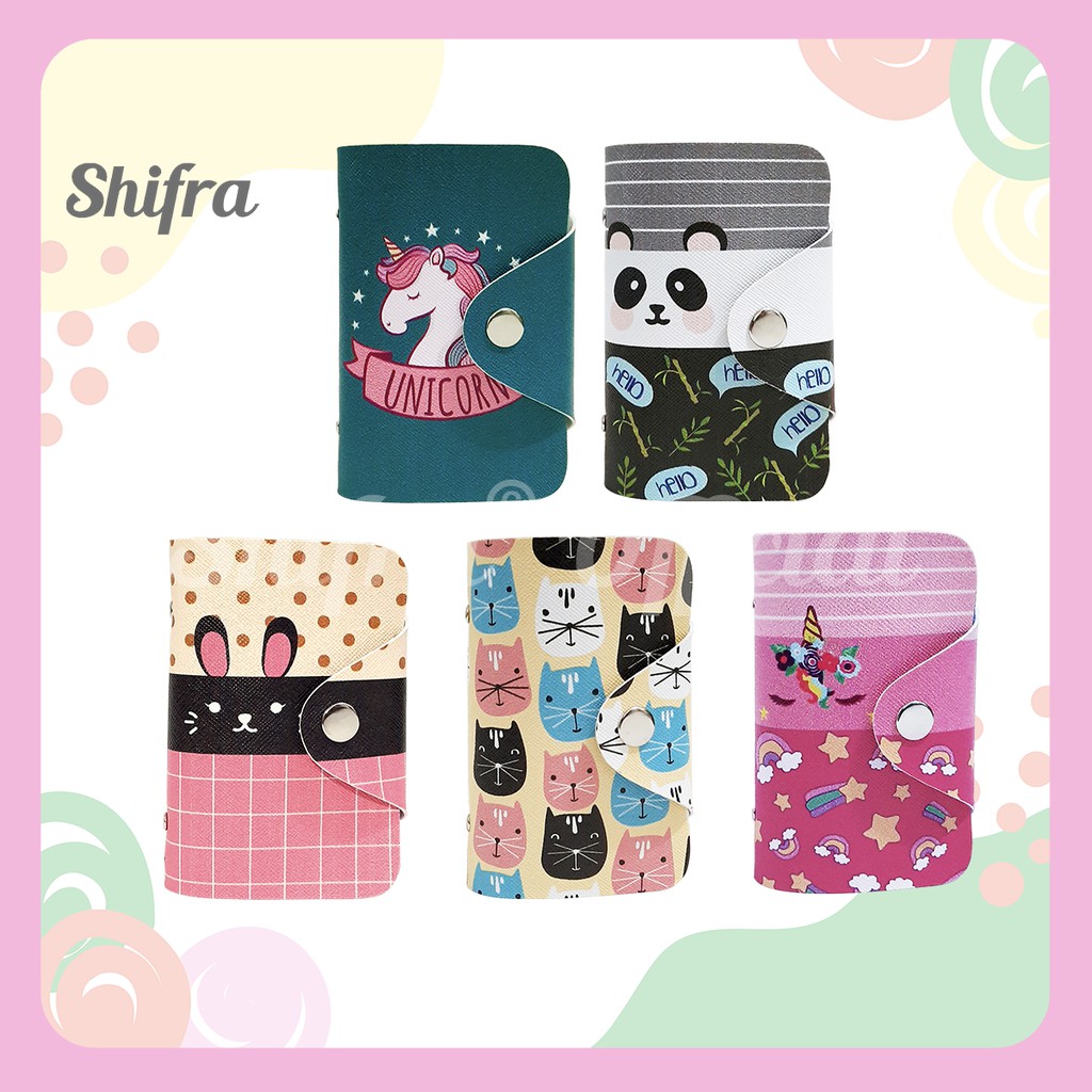 Shifra Card Holder Mika 20 Lembar untuk 40 Slot Kartu Dompet Kartu Wanita Motif Unik