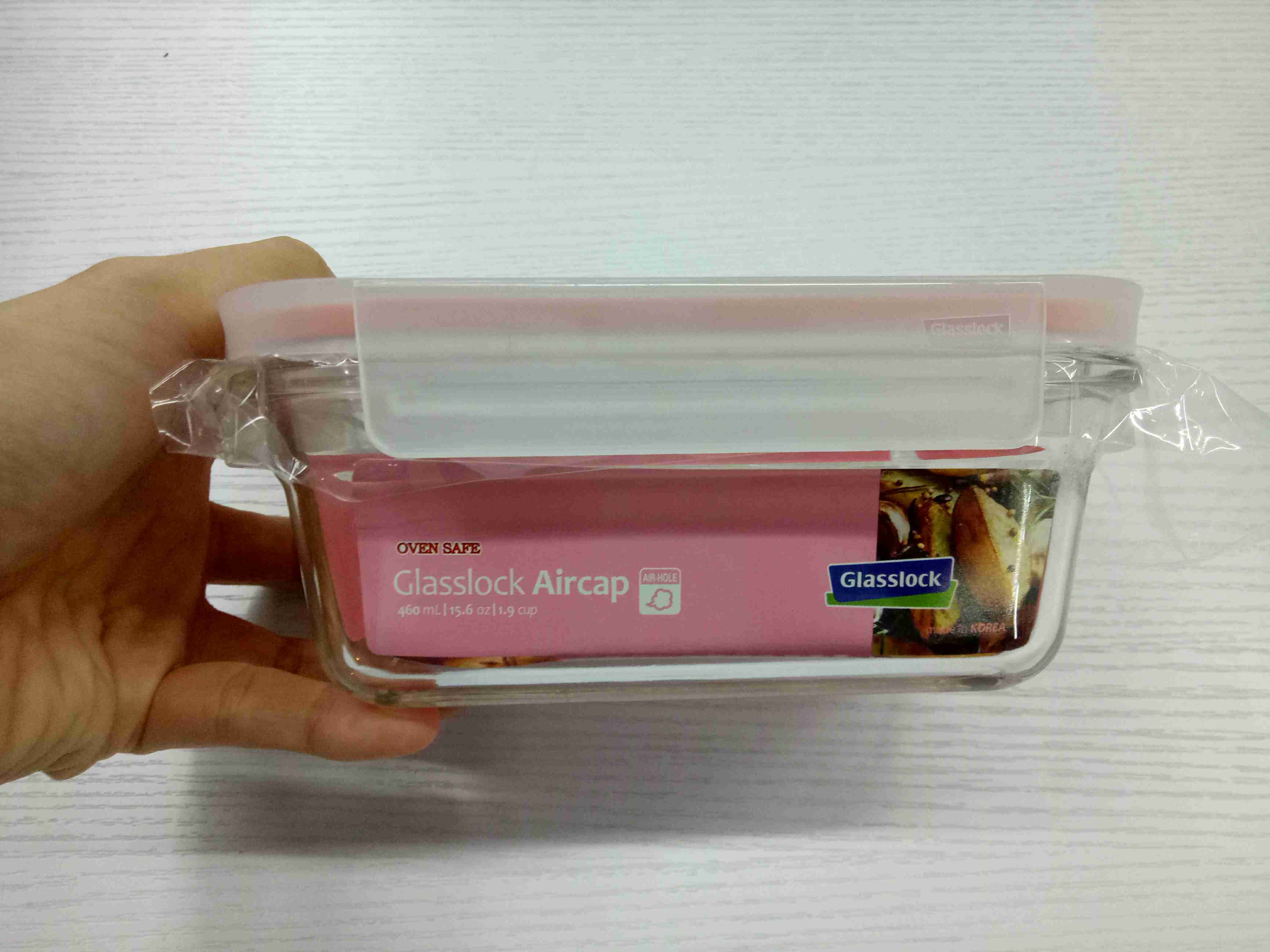 Tempat Makan 480 Ml Glasslock Oven Safe Wadah Makanan Aircap Lunch Box - Oranye