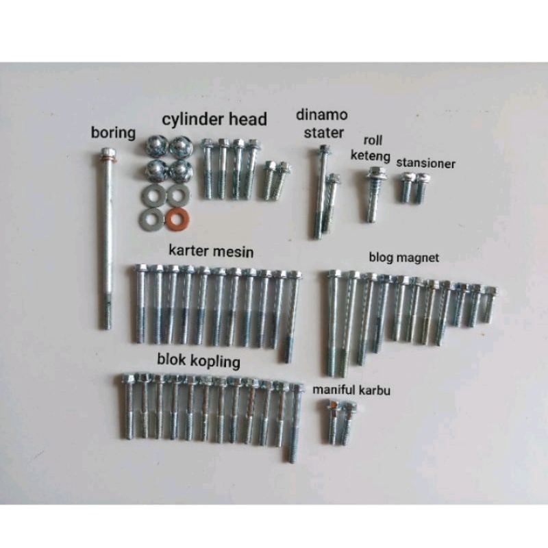 Baut mesin set honda tiger lengkap