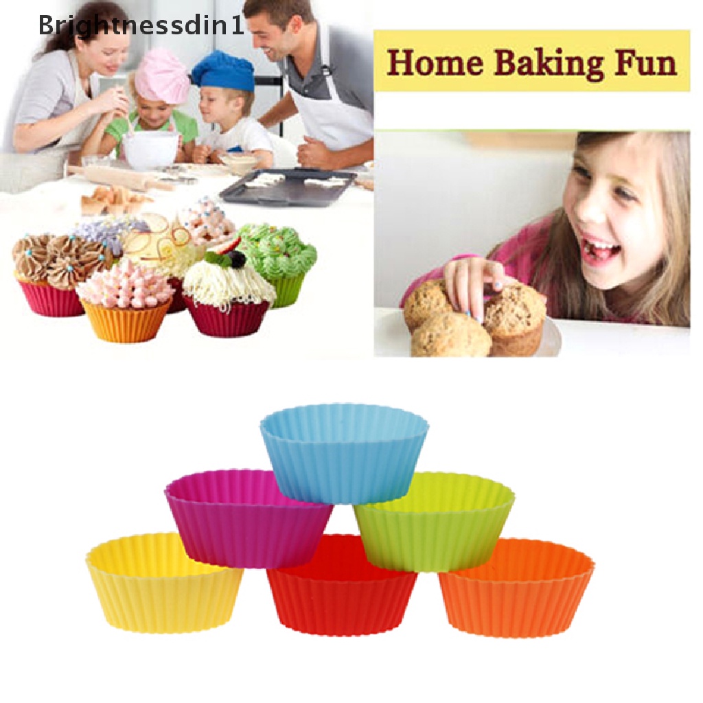 6 Pcs Cetakan Kue Cupcake Bahan Silikon 1 In 1