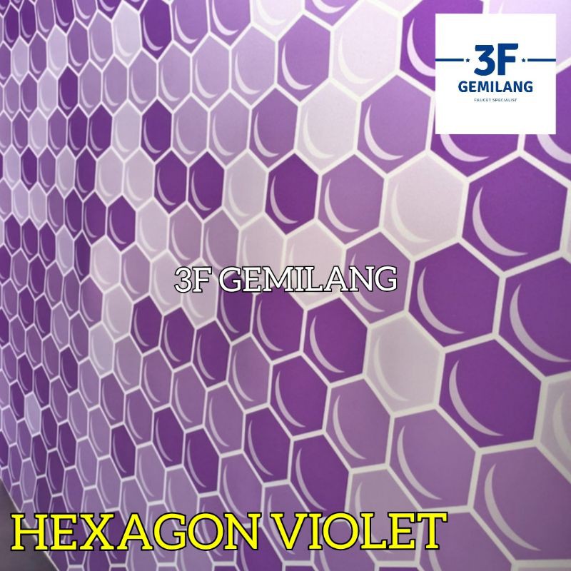 Fiber Plastik Penutup Pagar 60 Motif HEXAGON VIOLET Meteran