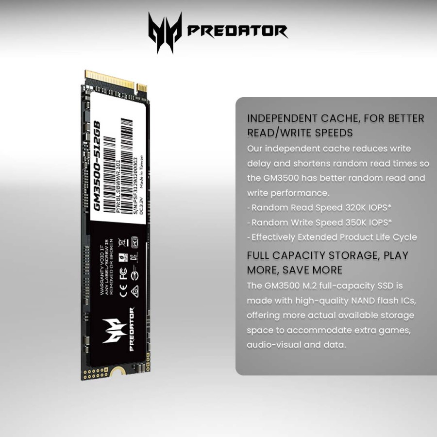 SSD ACER NVME PREDATOR GM3500 512GB RESMI