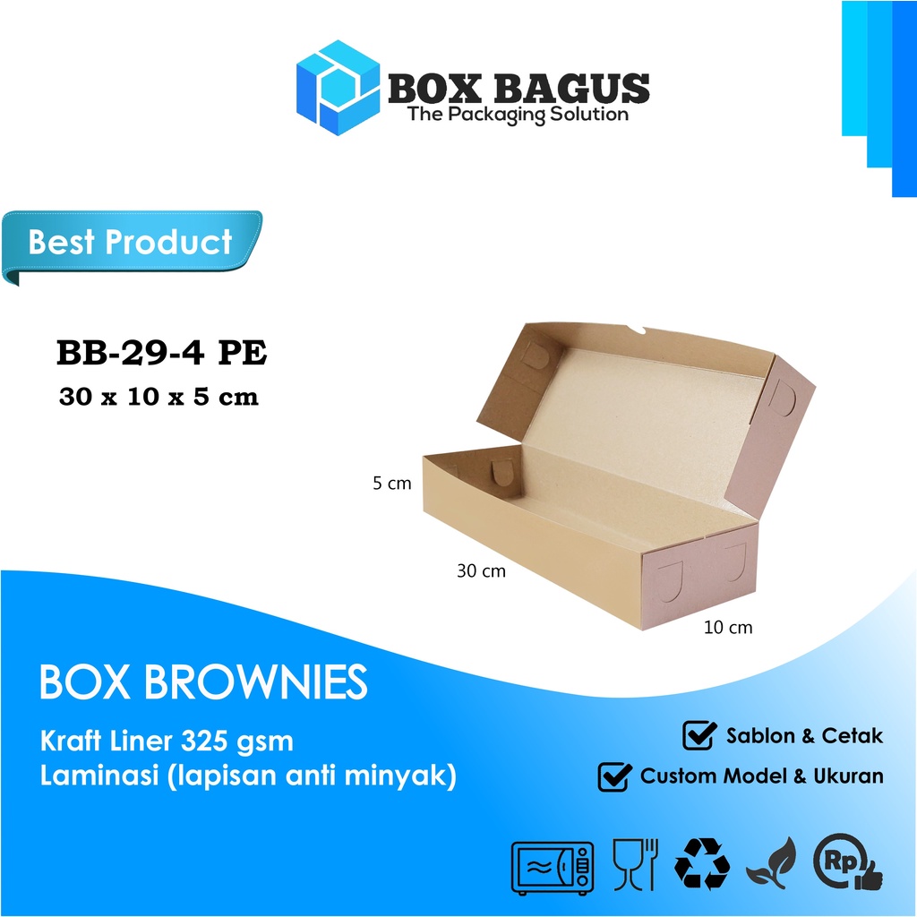 BOX DUS 30x10x5 KRAFT 325 GSM LAMINASI - KOTAK HAMPERS KUE BROWNIES ROTI BOLEN SNACK