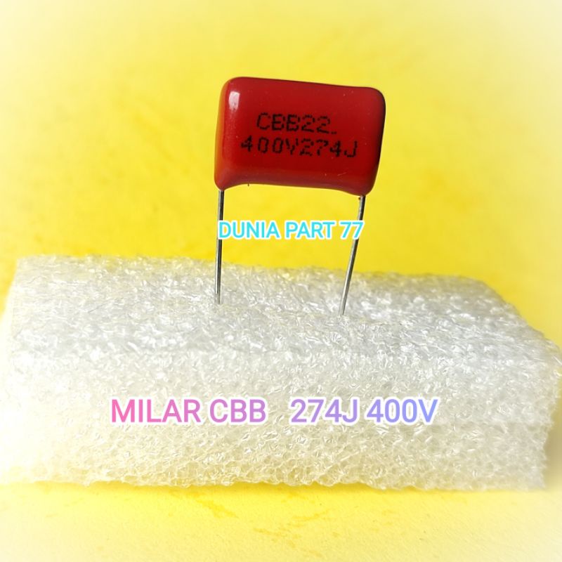 Capacitor milar 274j 400v cbb kapasitor mylar 274 j