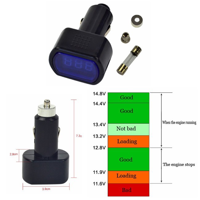 Alat Cek tegangan Aki Mobil Accu Check Meter Auto Voltage Detector