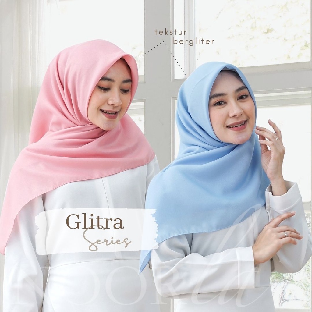 NOORLA - HIJAB SEGIEMPAT GLITRA / JILBAB SEGI EMPAT MENGKILAT / KERUDUNG SPARKLE PREMIUM