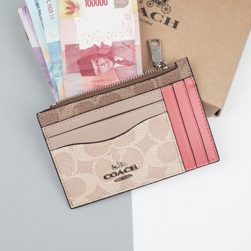 (SameDay Grab) 89484 Coach Card Holder Coach Large Card Case In Blocked Signature Canvas