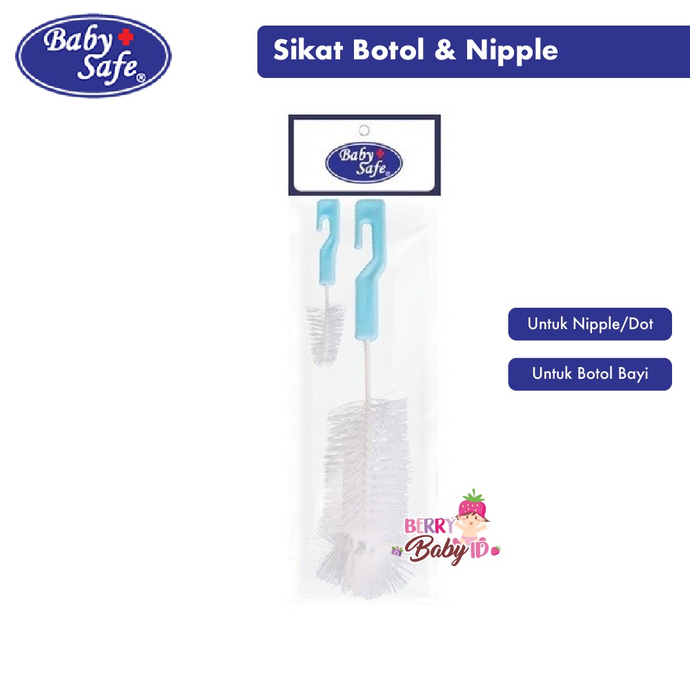 Baby Safe 2in1 Bottle and Nipple Brush Sikat Pembersih Botol Dot Bayi Berry Mart