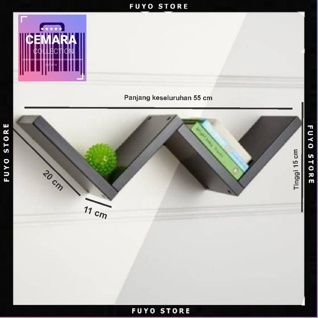 CMRRW - Rak Dinding Minimalis | Rak Bentuk W | Rak Buku Dinding | Rak gantung | Rak Buku Gantung