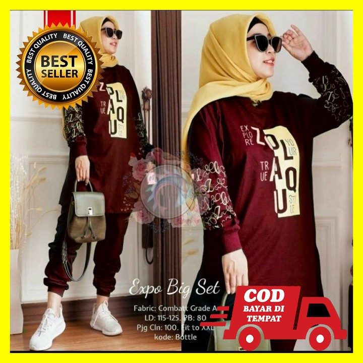Setelan Wanita Remaja Kekinian Vanila Oneset Diamond Premium Orig PO370 Setelan Big Expo Zlq Maroon