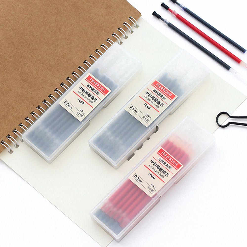 Pineapple 12Pcs /Set 0.5mm Pen Refill Kantor Halus Biru Hitam Merah Gel Pen