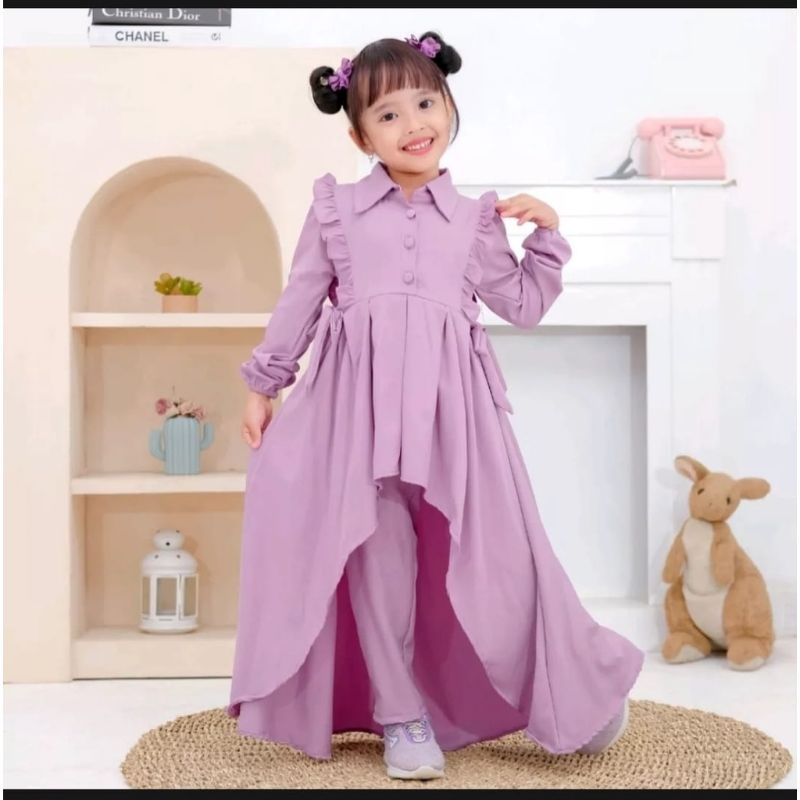 SETELAN TUNIK ANAK UMUR 7-12 TAHUN || LONG SET ANAK || SETELAN LONG TUNIK ANAK PEREMPUAN || SETELAN WANITA