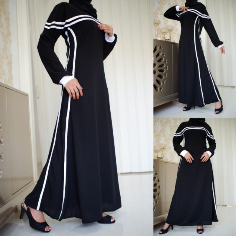 New abaya 550 gamis arab saudi hitam burdil mewah