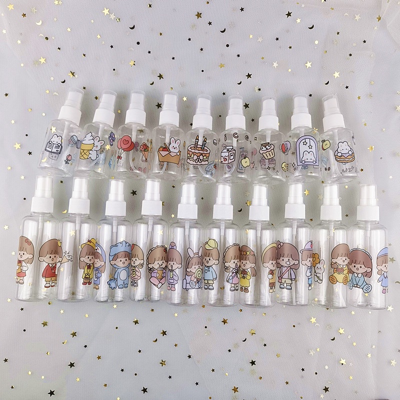 We Flower 50ML/100ML Plastic Cartoon Spray Bottle XO Kitty Winnie Rabbit Portable Travel Size Bottles Container