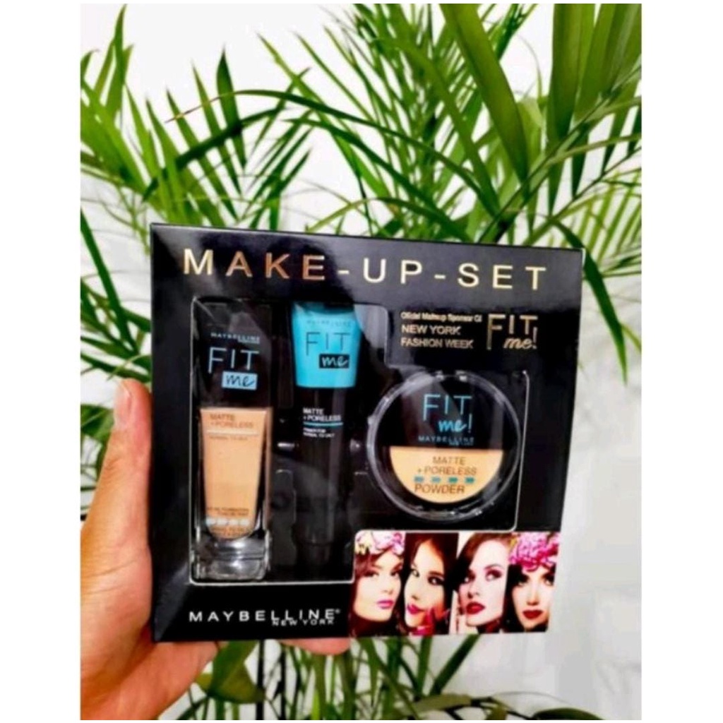 Paket Make-up Wanita 1 Set 7in1 / Paket Kosmetik Murah Lengkap 7in1 - Foundation+Bedak+Primer+Maskara+Eyeliner+Lipstik+Gratis Spon &amp; Tas Pouch