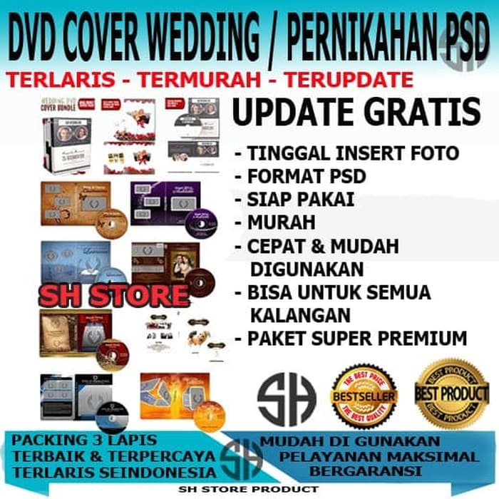 Paket Template Desain DVD Cover Wedding Pernikahan Format PSD
