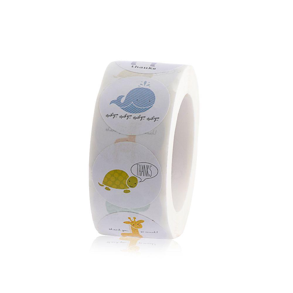 Solighter 500Pcs/Roll Stiker Thank You Sealing Paste Thank You Dekorasi label Bulat