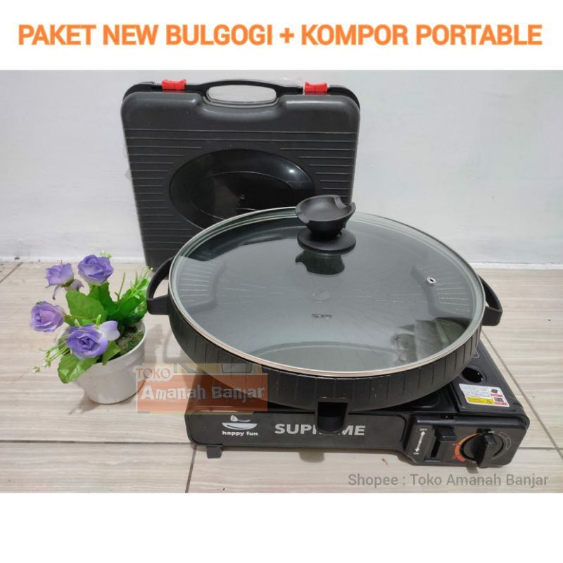 Paket New Bulgogi + Kompor Portable | Panggangan BBQ | Pemanggang BBQ | Bulgogi HC | Ultra Grill Pan