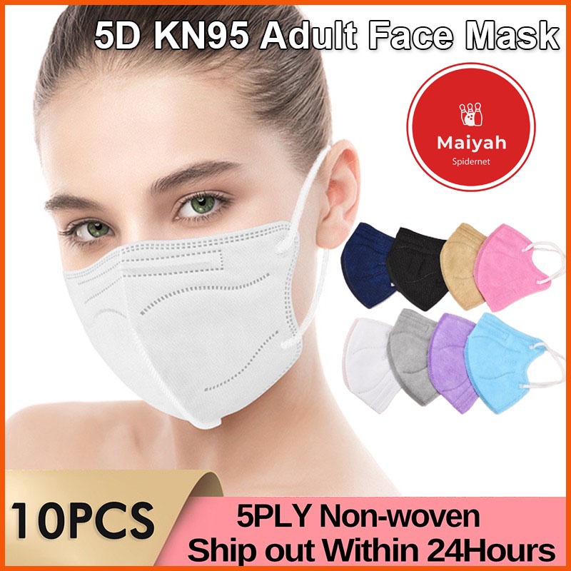 Masker KN95 Pro 5D 5ply 5 Ply Earloop Dewasa Kemenkes isi 10 Pcs maker N95 PREMIUM Warna warni hitam