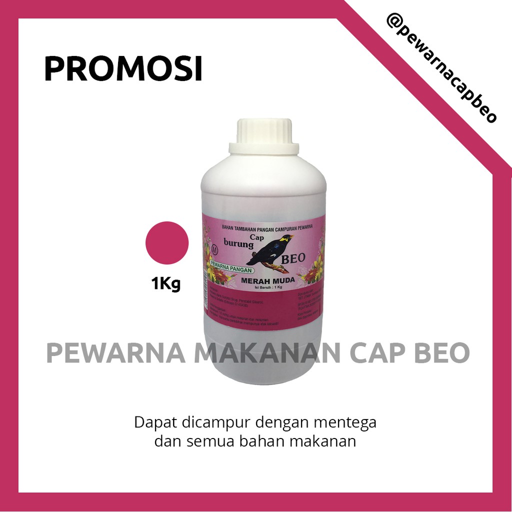 

PEWARNA MAKANAN MURAH Warna Merah Muda 1 kg Cap Beo