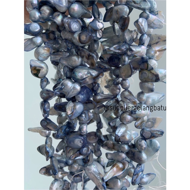 kerikil KERANG KESHI BLUE tetes OVAL fresh water shell BAROK biru