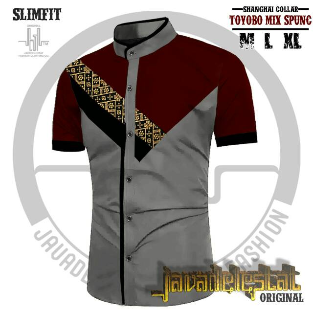 Hem Batik Toyobo Kombinasi Lengan pendek Keren & Elegan Terlaris #hem #batik #pria #kombinasi