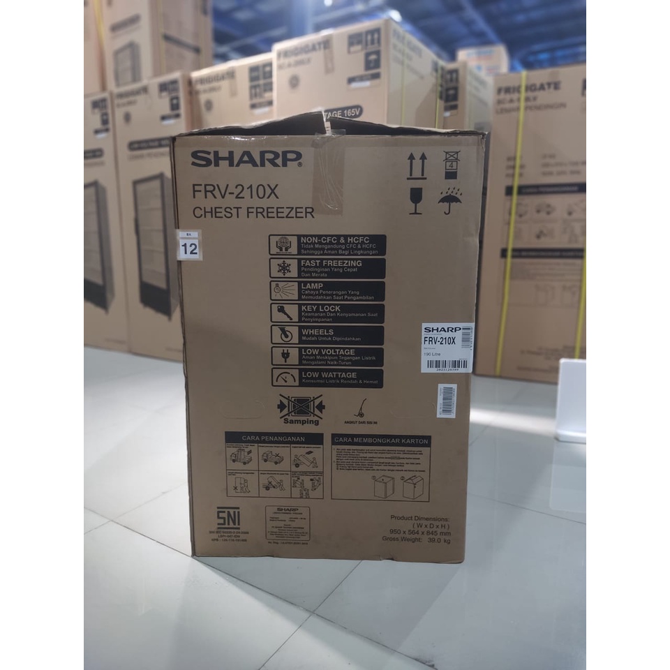 SHARP FRV 210 X CHEST FREEZER BOX FRV210X LEMARI PEMBEKU 190 LITER