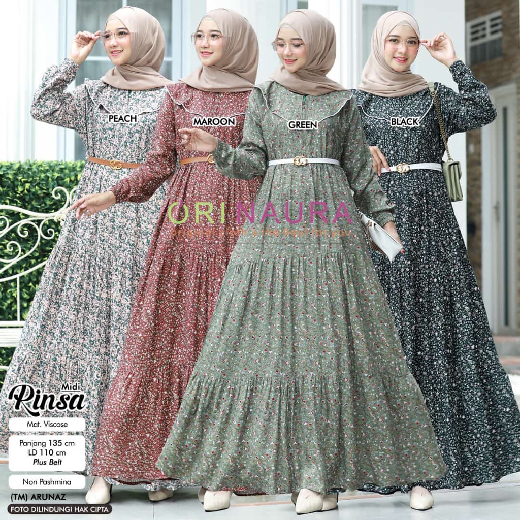 Best Seller  Gamis Wanita Asoila Midi Dress Ori Naura // Abila Dress Overall / Giandra Midi by Ori N