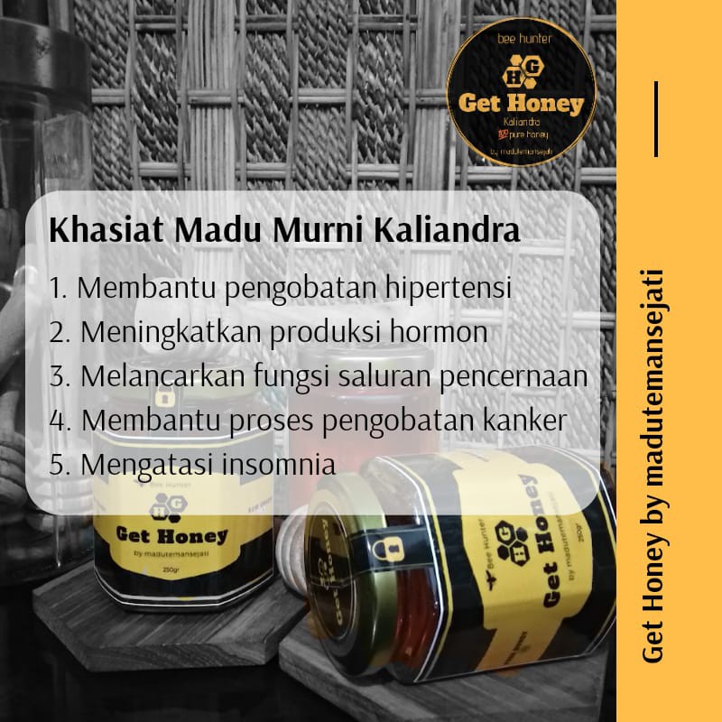 GET HONEY - Madu Kaliandra Madu Alami Asli 100%  FREE Sendok Kayu Madu (Aren)