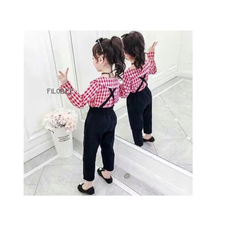 FILOBEE STELAN ANAK PEREMPUAN/ MOTIF KODOK/ BAJU ANAK PEREMPUAN KOTAK KOTAK MOTIF KODOK