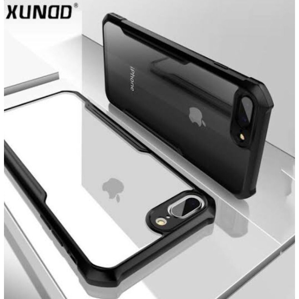 CASE IPHONE 6 / IPHONE 6S / IPHONE 6+ / IPHONE 6S+ / IPHONE 7 / IPHONE 8/ IPHONE SE 2020 / IPHONE 7+ / IPHONE 8+  XUNDD BEATLE ORIGINAL SOFT HARD CASE HYBRID ARMOR - CLEAR LIST BLACK