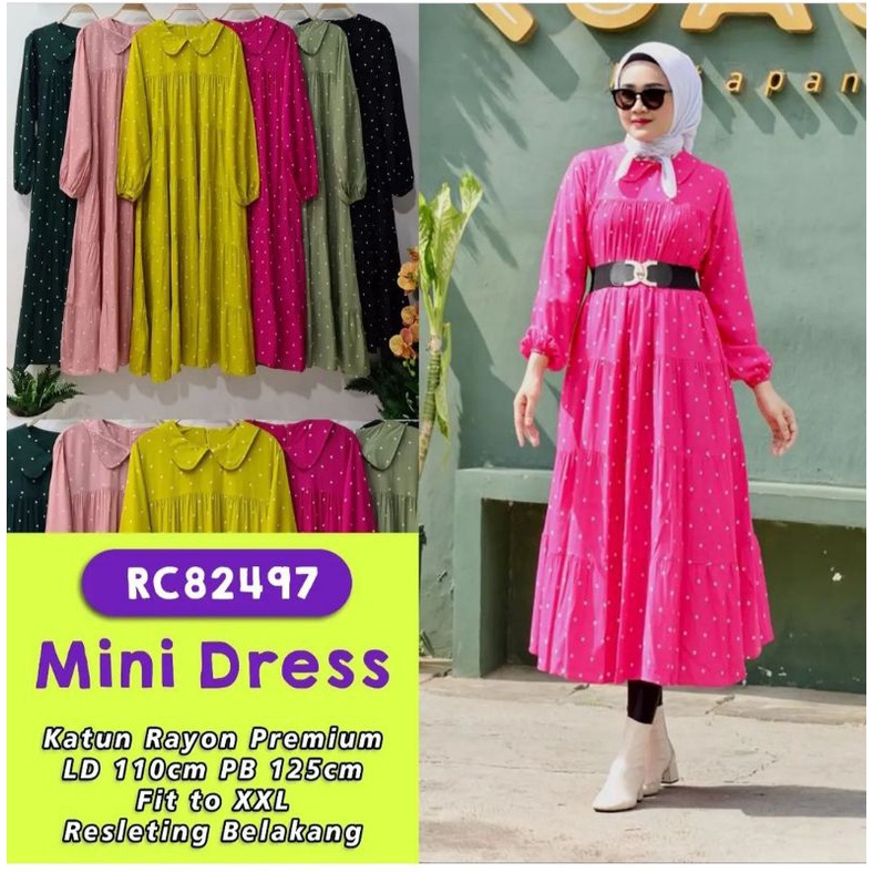 MIDI DRESS POLKADOT PREMIUM RAYON TWILL UNIQLO/ MINI DRESS TWILL JUMBO