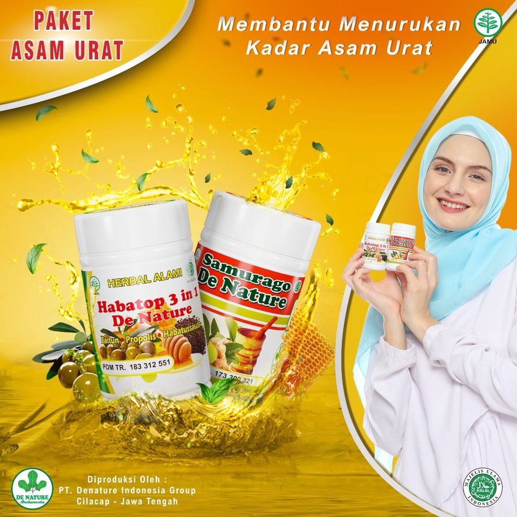 Samurago Habatop 3in1 Obat Herbal Asam Urat Kesemutan Pegal Linu Isi 100 Kapsul