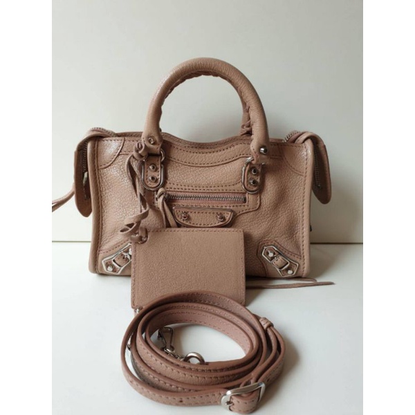 Balenciaga Nano City Metallic Rose De Sable Edge SHW