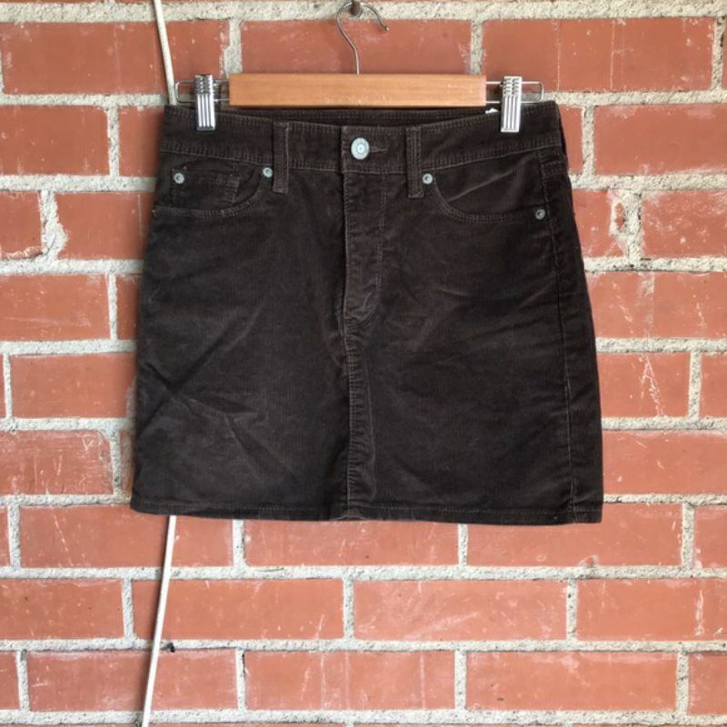 Skirt gap strech pencil corduroy brown Rok branded polos wanita