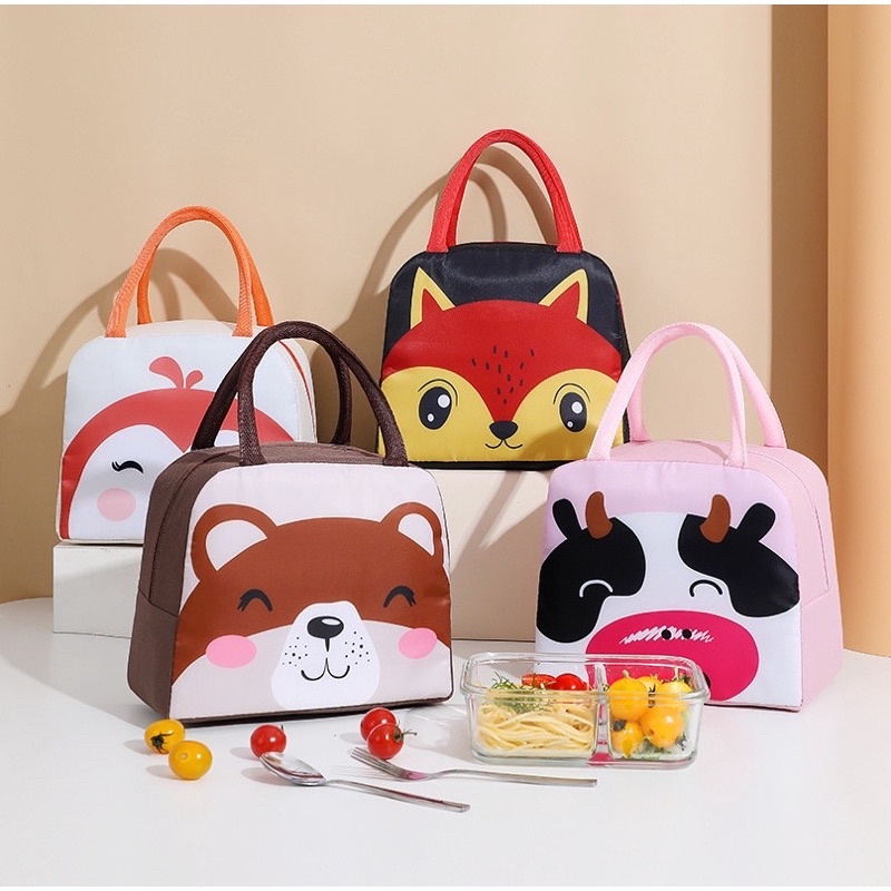 TAS BEKAL BENTO LUCU KARTUN KARAKTER TAS KOTAK MAKAN SIANG LUNCH BAG FOIL DALAM AWET PANAS DINGIN