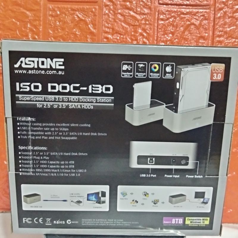 HDD Docking Astone ISO doc-130 USB 3.0 2.5&quot; 3.5&quot; SATA