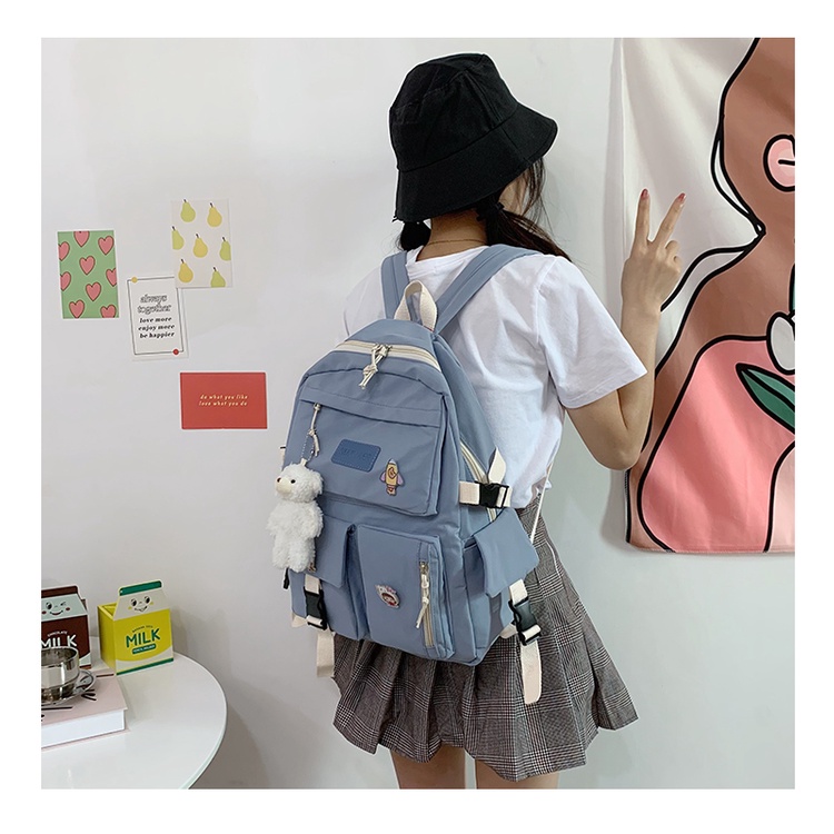 WYK114 Tas Ransel Wanita Pria Sekolah Kuliah Polos Backpack School Impor TKM