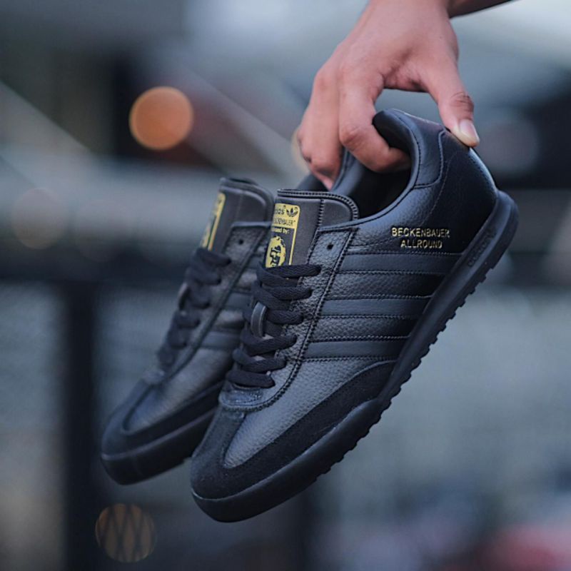 ADIDAS BECKENBAUER ALL BLACK LOGO GOLD ORIGINAL OEM SNEAKERS PRIA