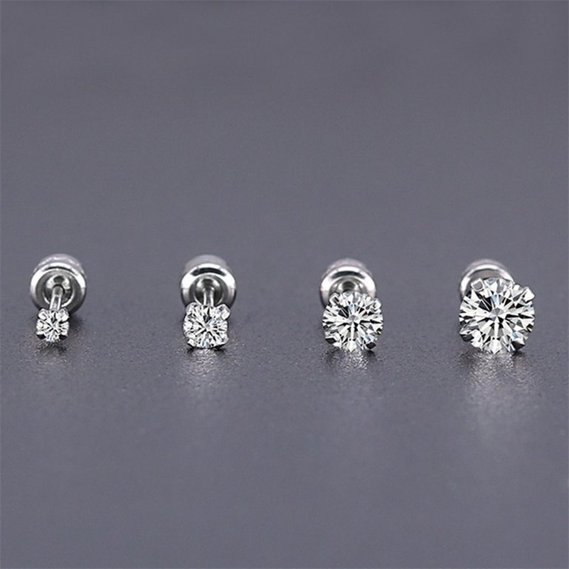 [ACKER] 1pasang Anting Titanium Stainless AAA+Zircon Diamond Untuk Pria/Wanita