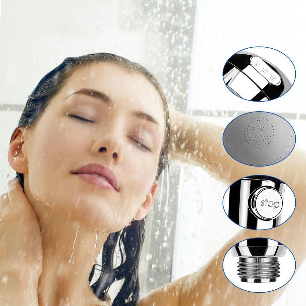 Populer Kepala Shower Mandi Bathroom Water Stop Switch Besar Chrome Hemat Air