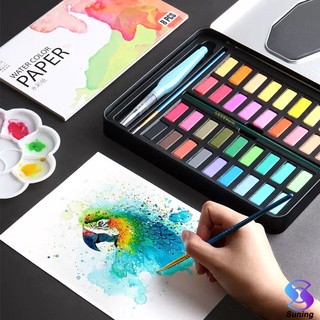 36/48water coloring pencil for art student Water Color Set - Alat Cat Air Set (Termasuk Kuas dan Kertas Gambara)