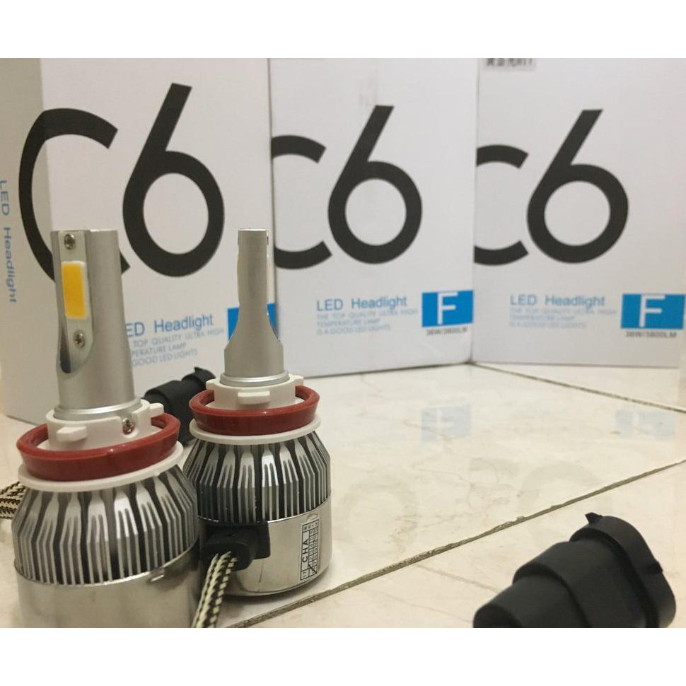 TERLARIS  C6 3000K Yellow HEADLAMP FOGLAMP H11 H8 H16 C6 COB 36 W TERBARU