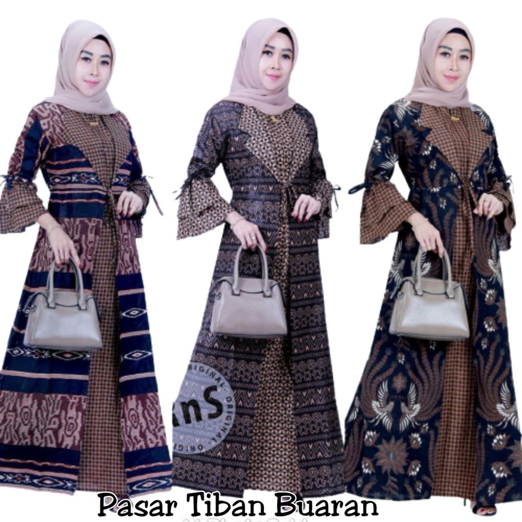 Gamis Batik Jumbo Modern Premium - Gamis Busui All Size/Gamis Batik Kombinasi - Gamis Batik Terbaru